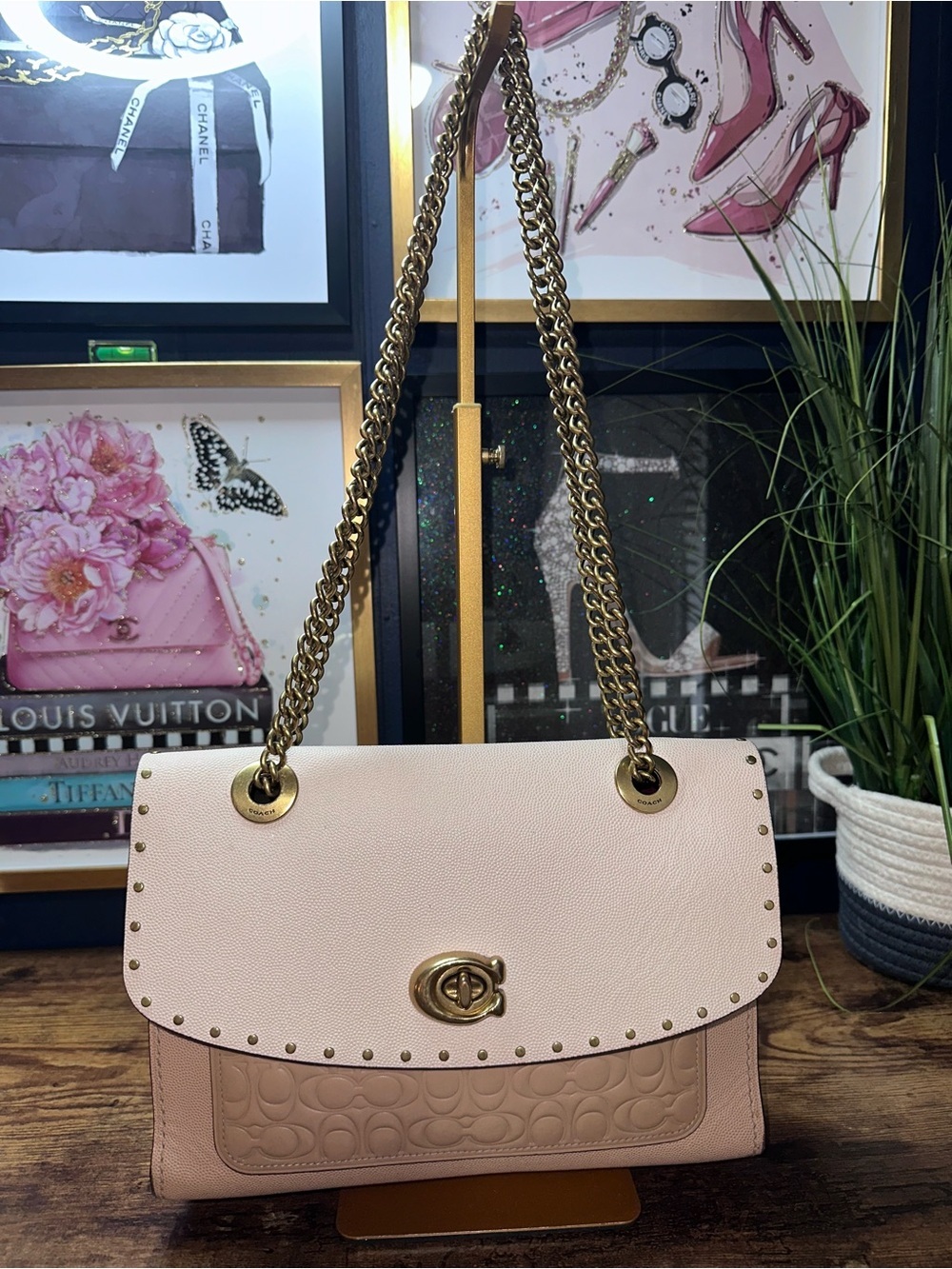 Coach Parker Colorblock Snakeskin Shoulder Bag Style 59844